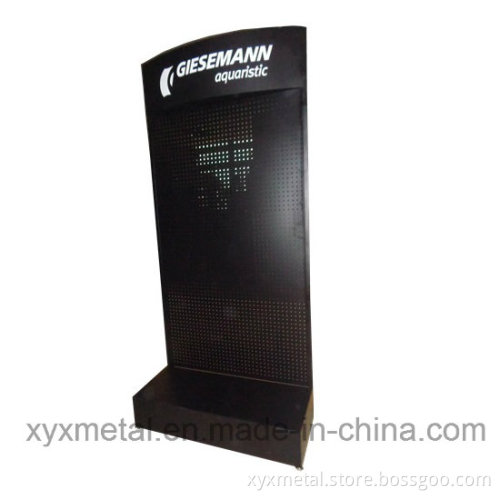 Customized Logo Pegboard Hanging Metal Shelf Rack Floor Display Stand